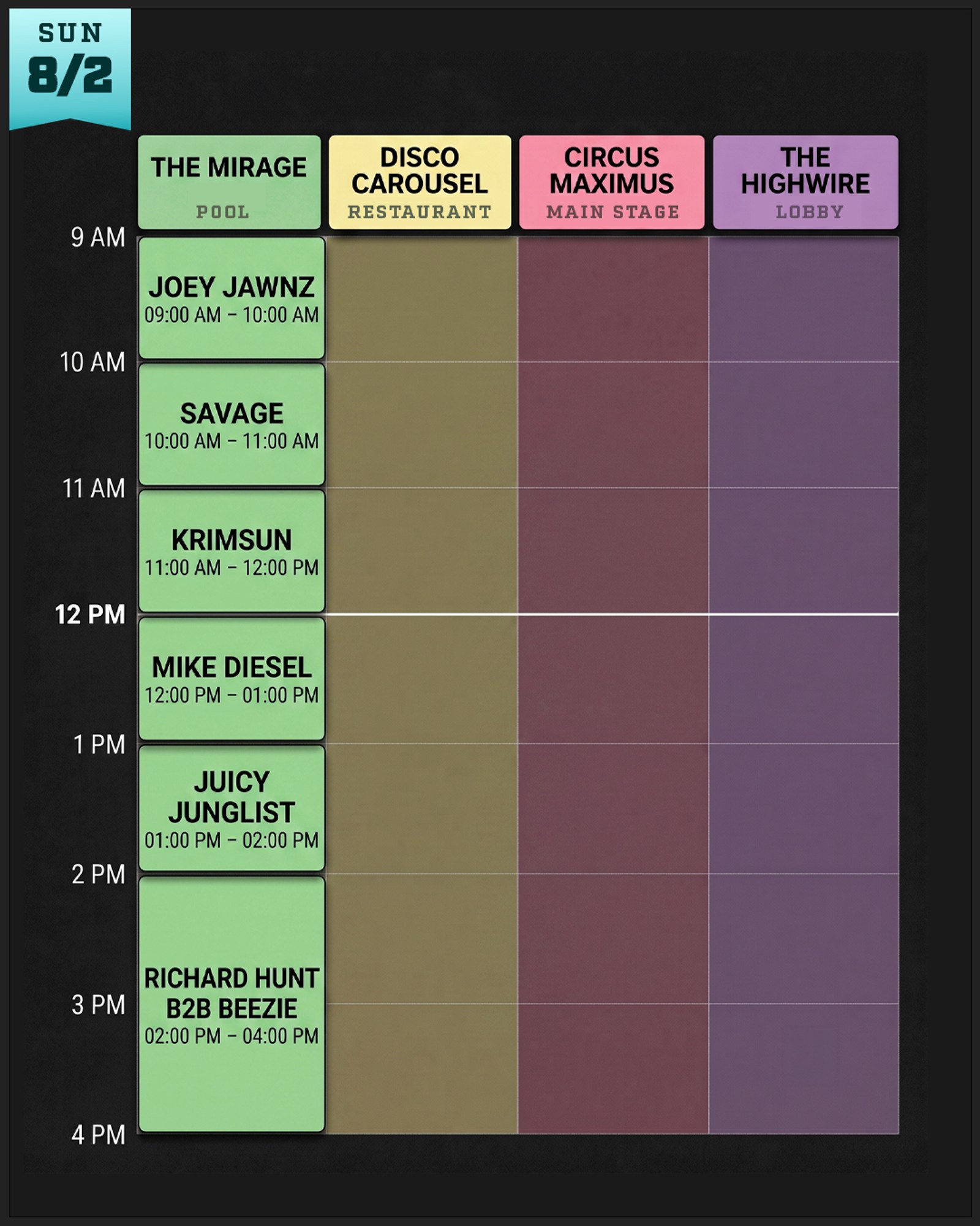 Season 5 Sunday timeslots