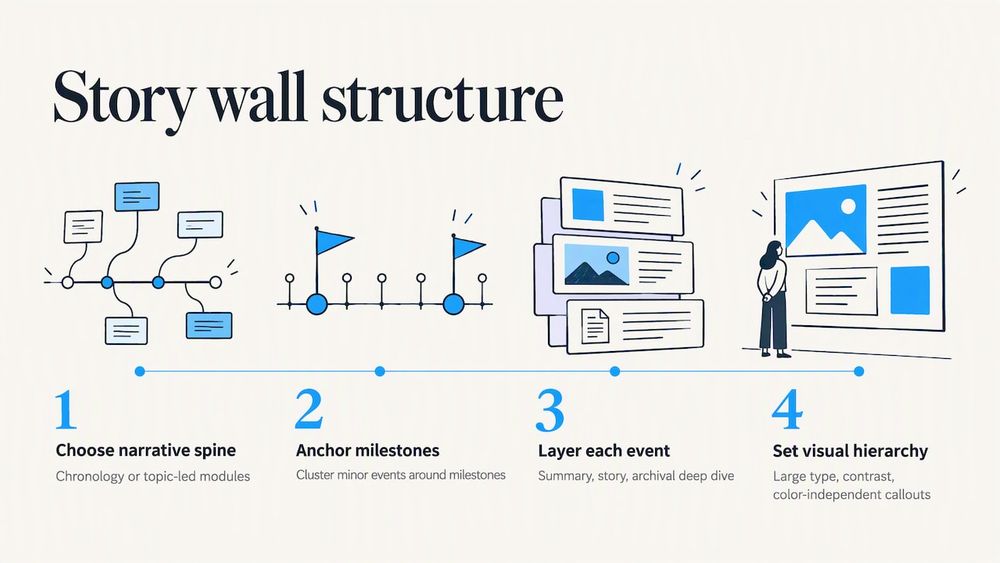 Timeline wall story paths and content layers