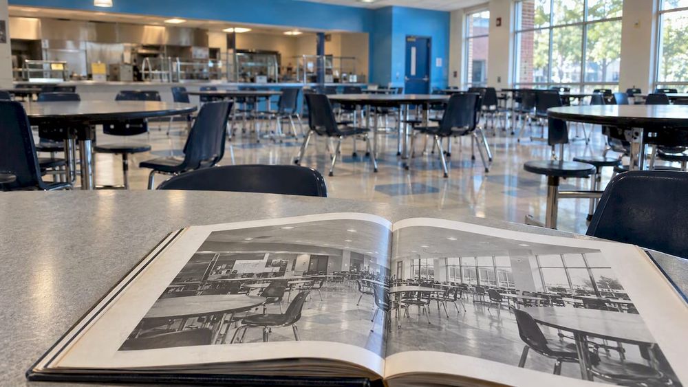 Yearbook photo aligned with today’s cafeteria