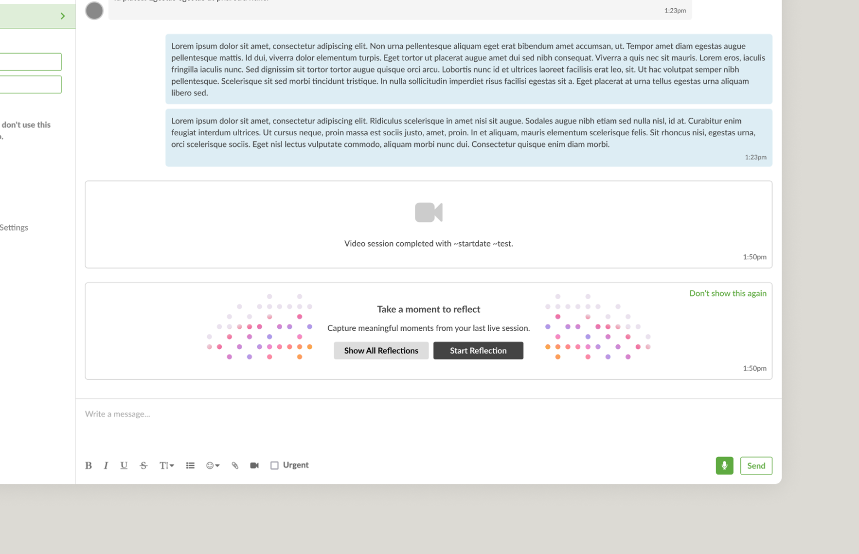 Design for a new "Take a moment to reflect" CTA that appears directly after finishing a session.