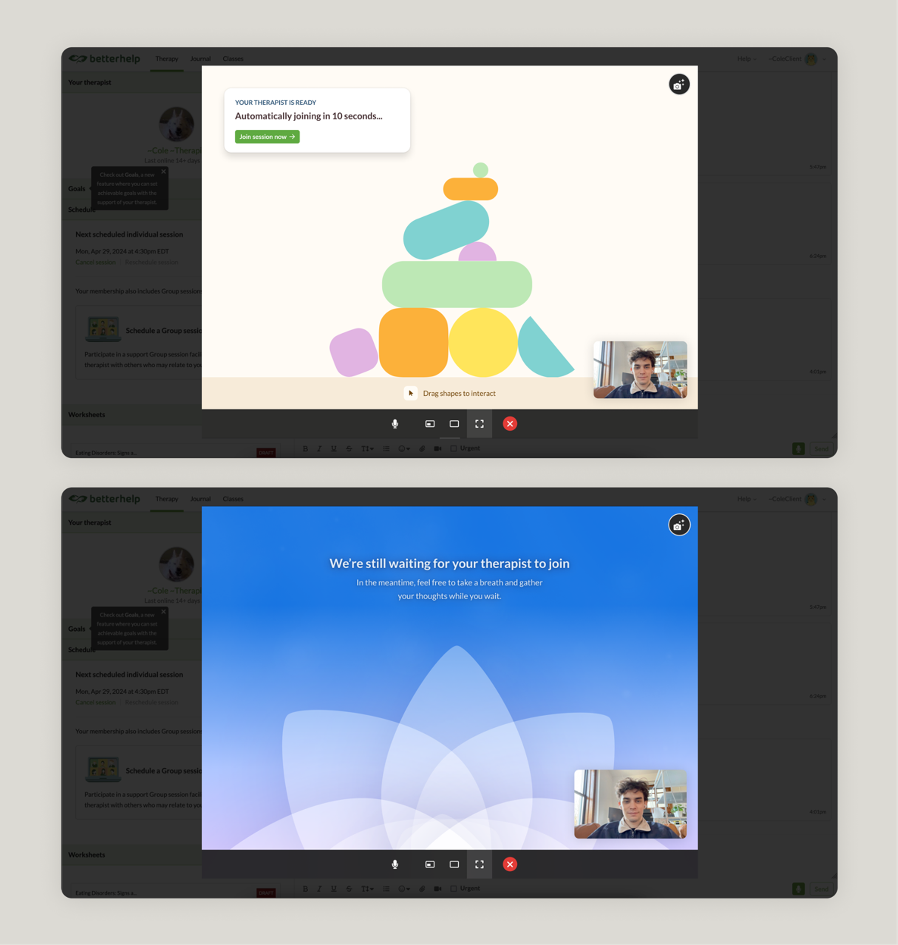 Final design for both concepts, integrated into the live session view 