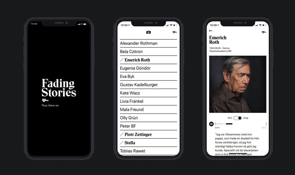 An image of different pages from the iOS app.