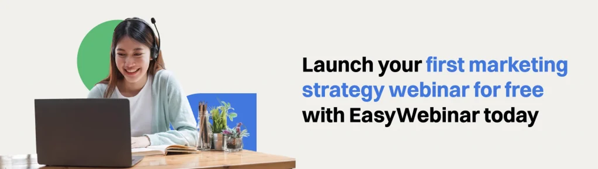 EasyWebinar free trial button to launch your first marketing strategy webinar