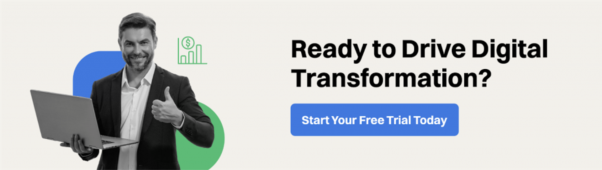 EasyWebinar free trial CTA banner promising 40% faster digital transformation via automated webinar funnels