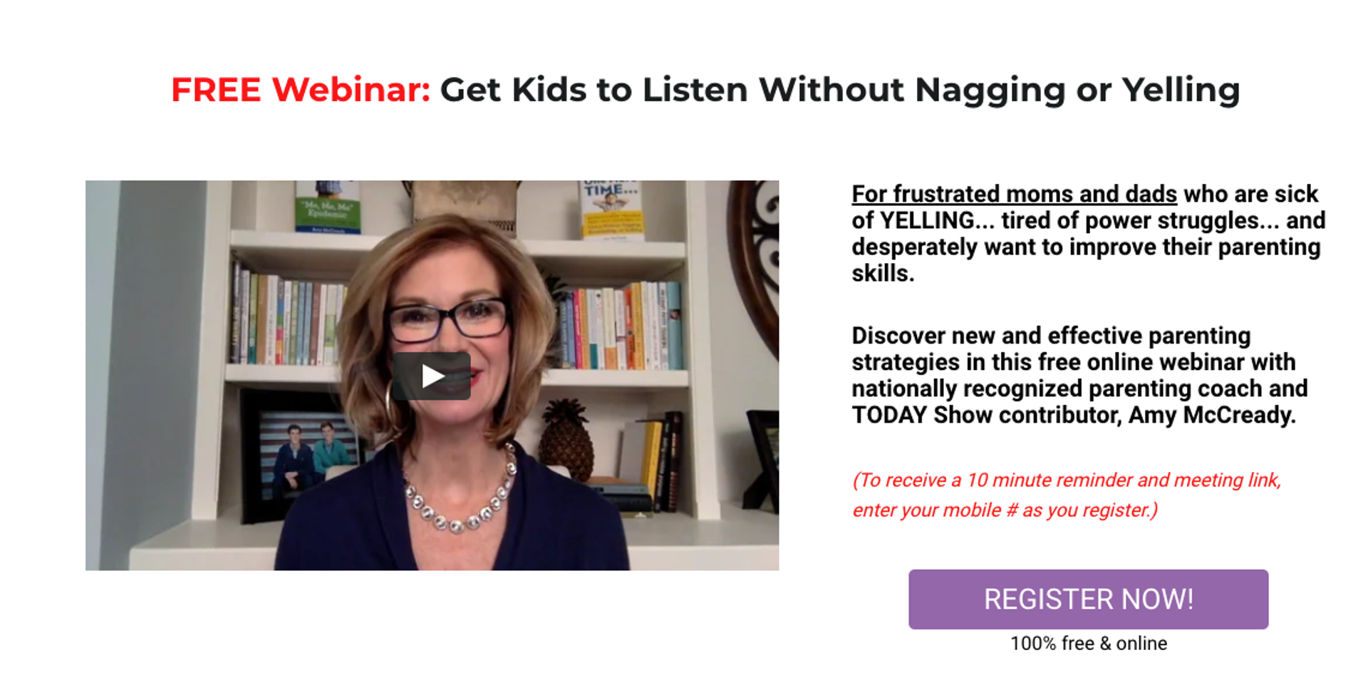 Amy Mcready, client of Easywebinar - webinar registration page