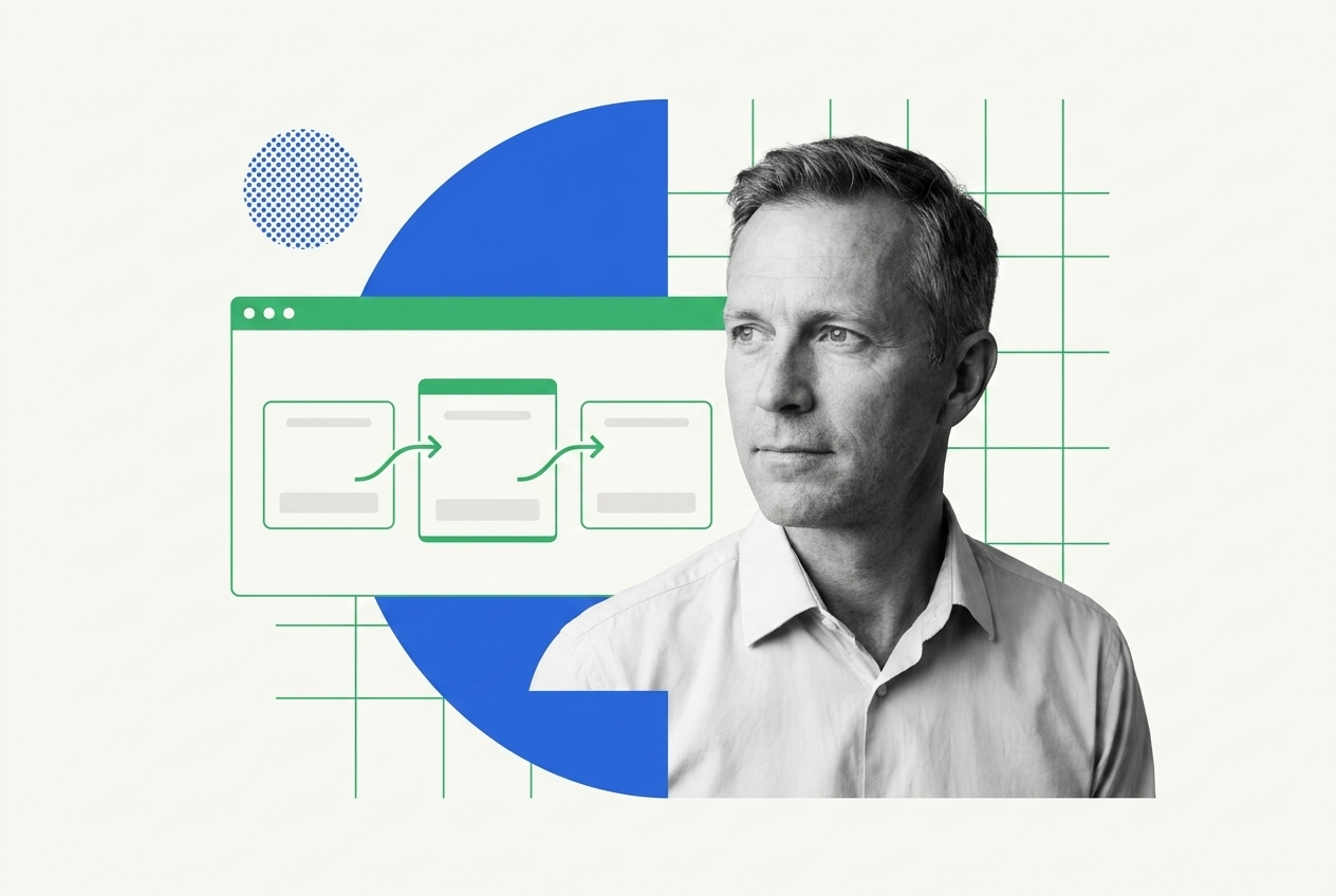 Webinar operator reviewing a three-tier plan comparison in a browser window with a blue pie chart segment