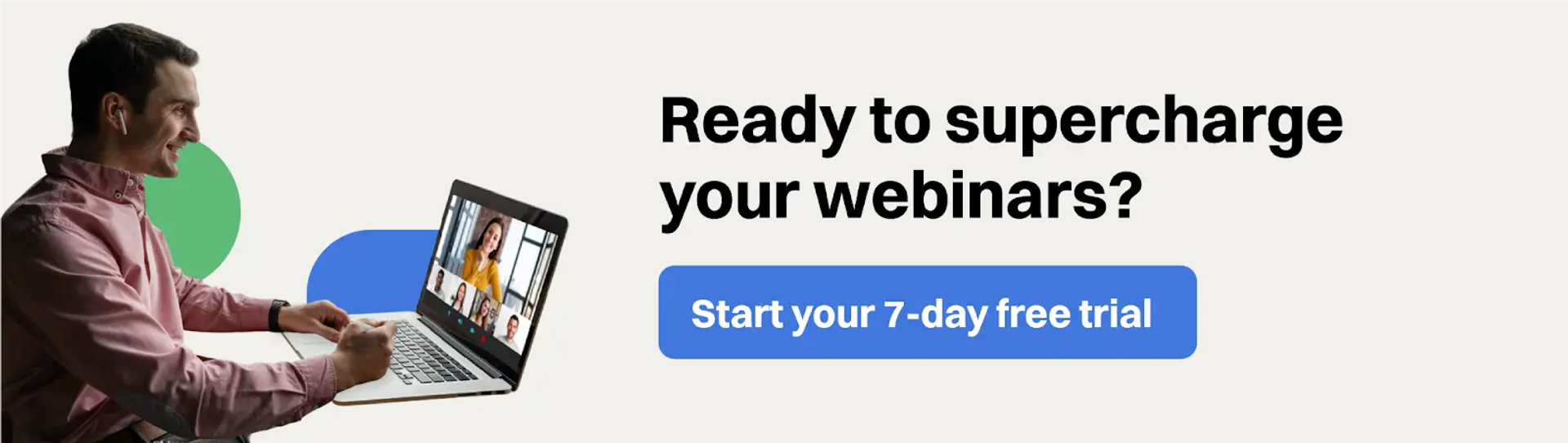 Image promoting EasyWebinar's 7-day free trial to supercharge webinar conversions.
