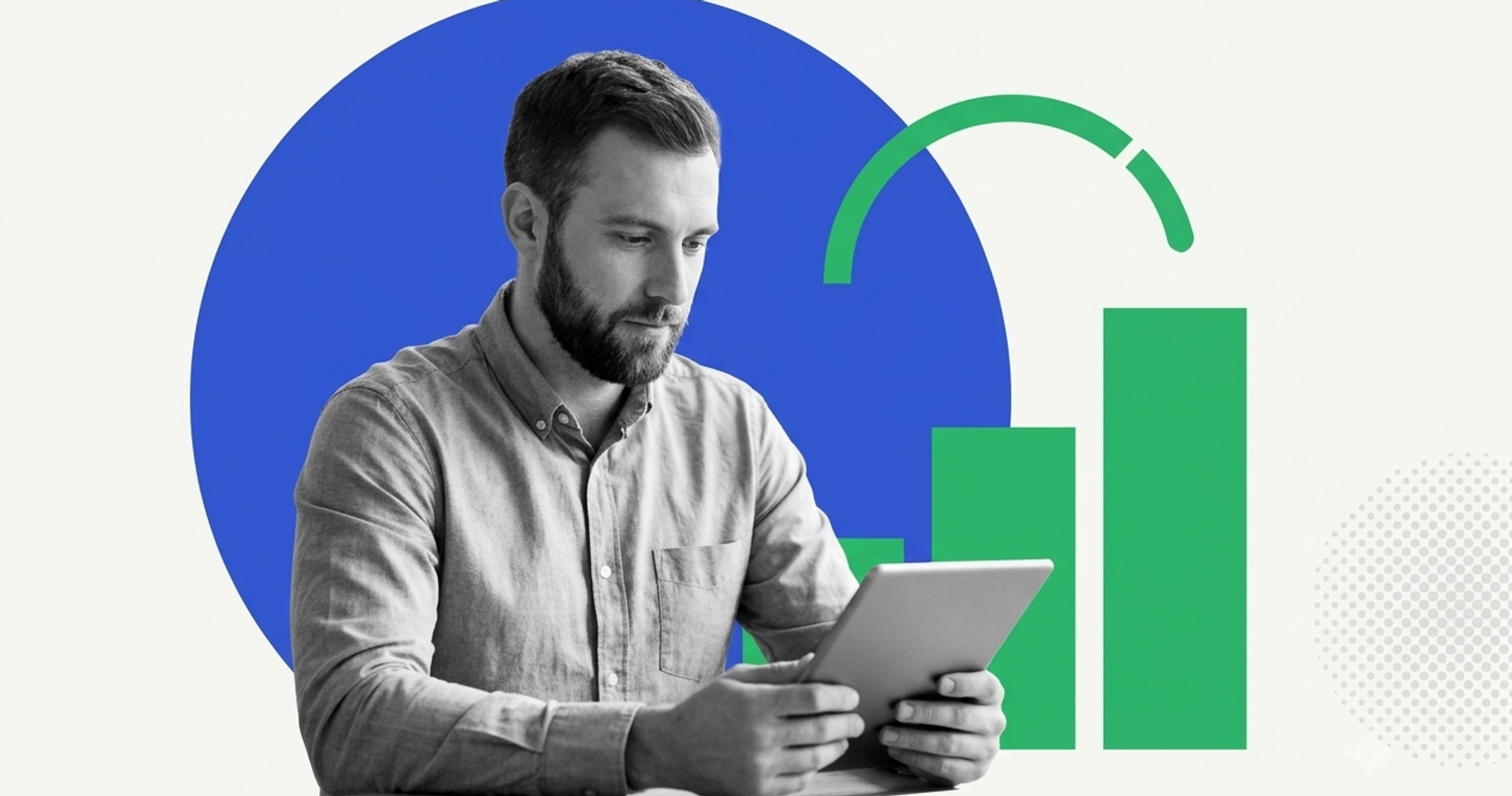 Creator reviewing influencer webinar performance metrics on a tablet with growth charts