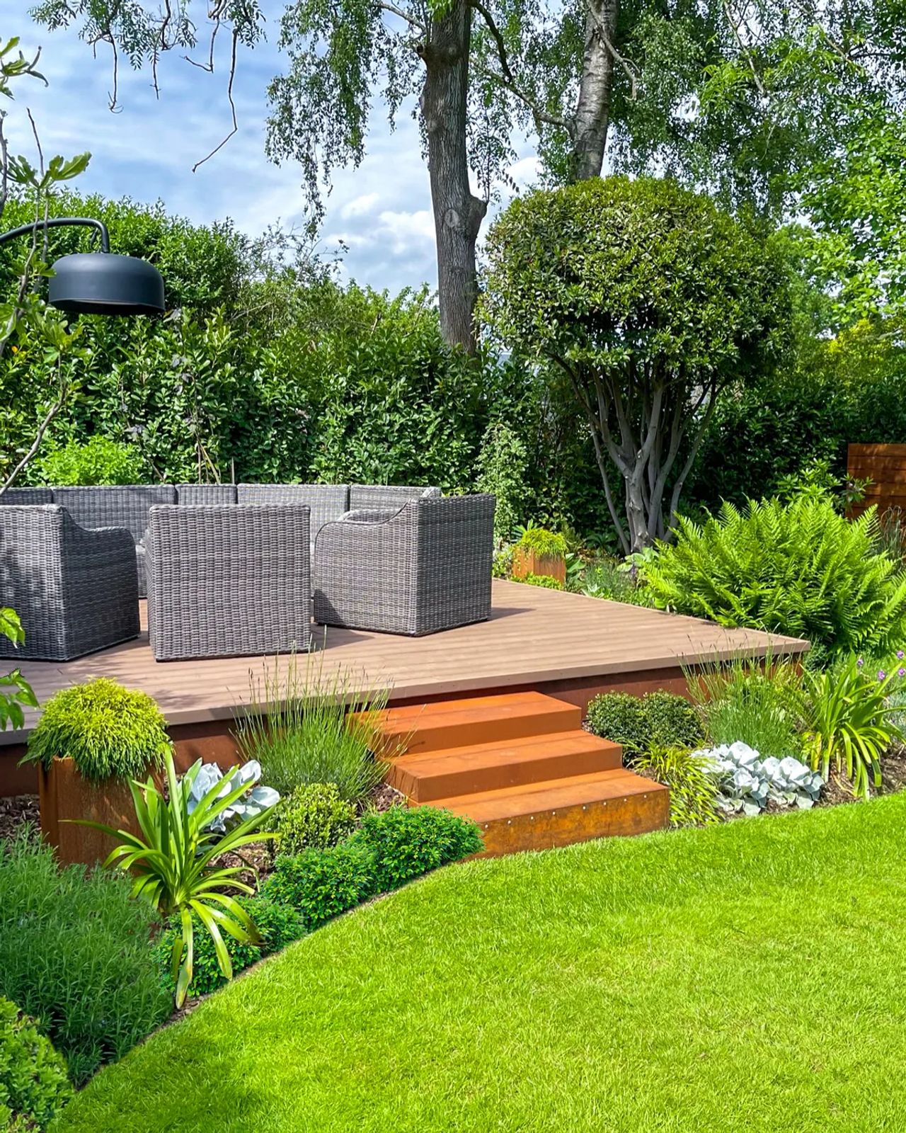 Outside Entertaining Area, raised composite deck with garden seating
