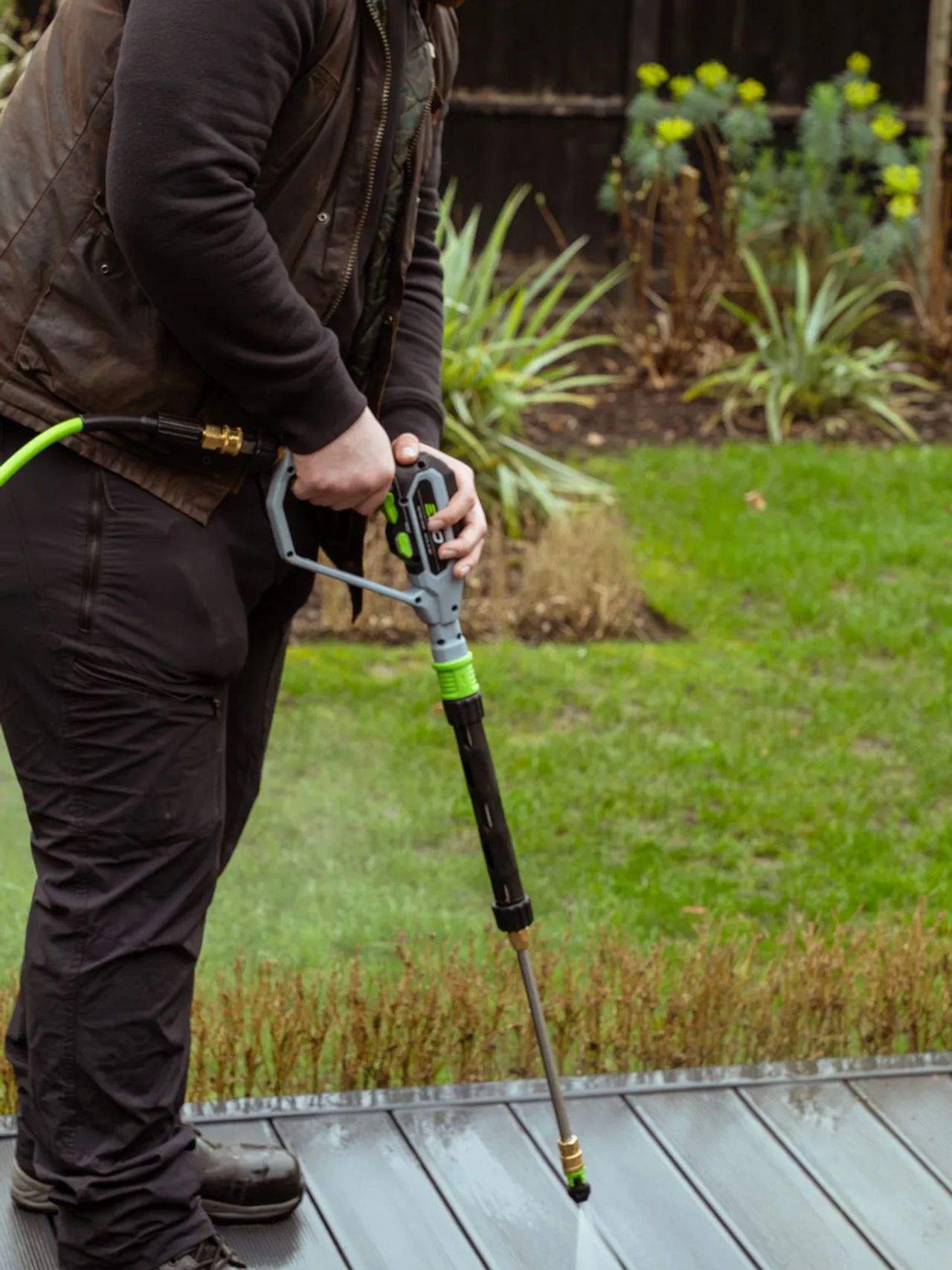A Willow Alexander team jet washing a driveway, 2