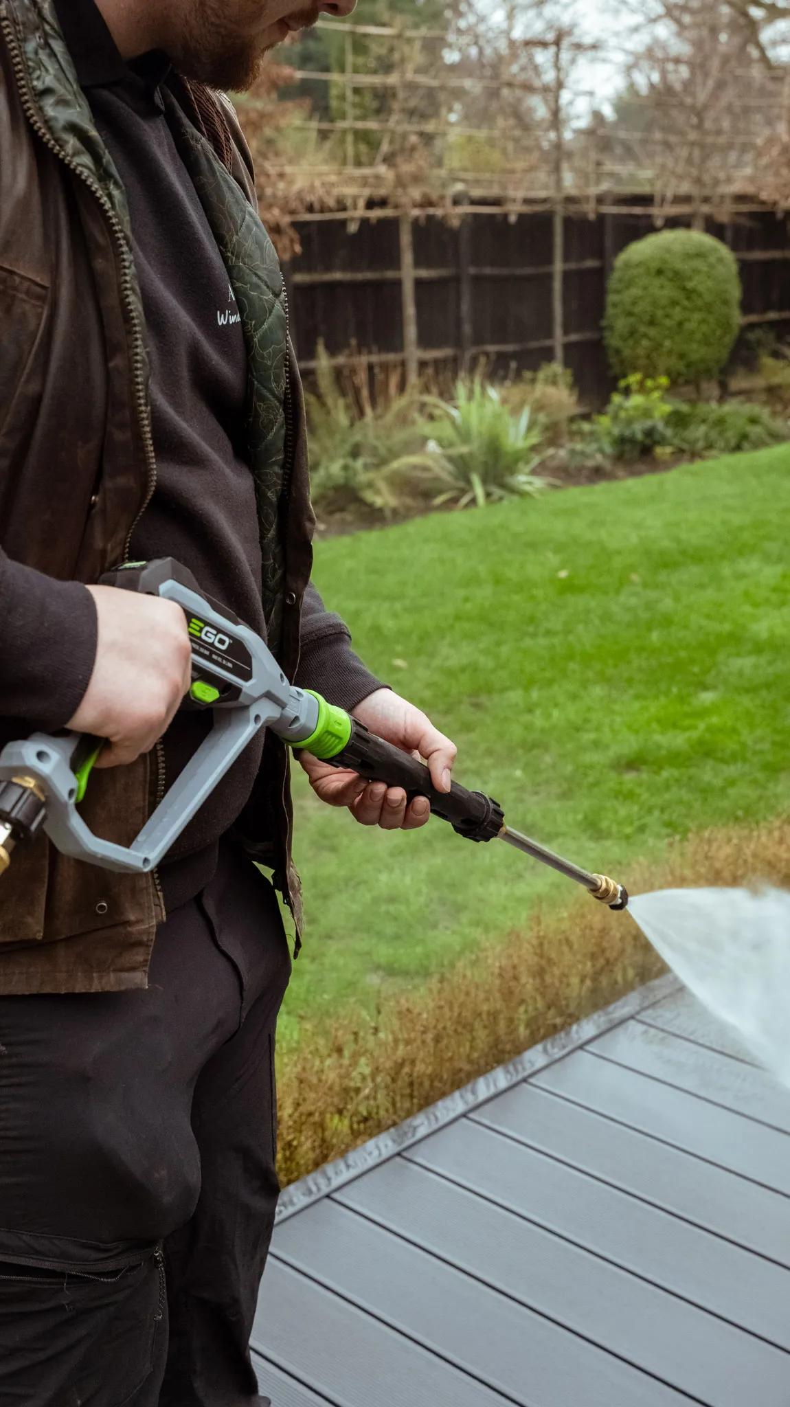 A Willow Alexander team jet washing a driveway