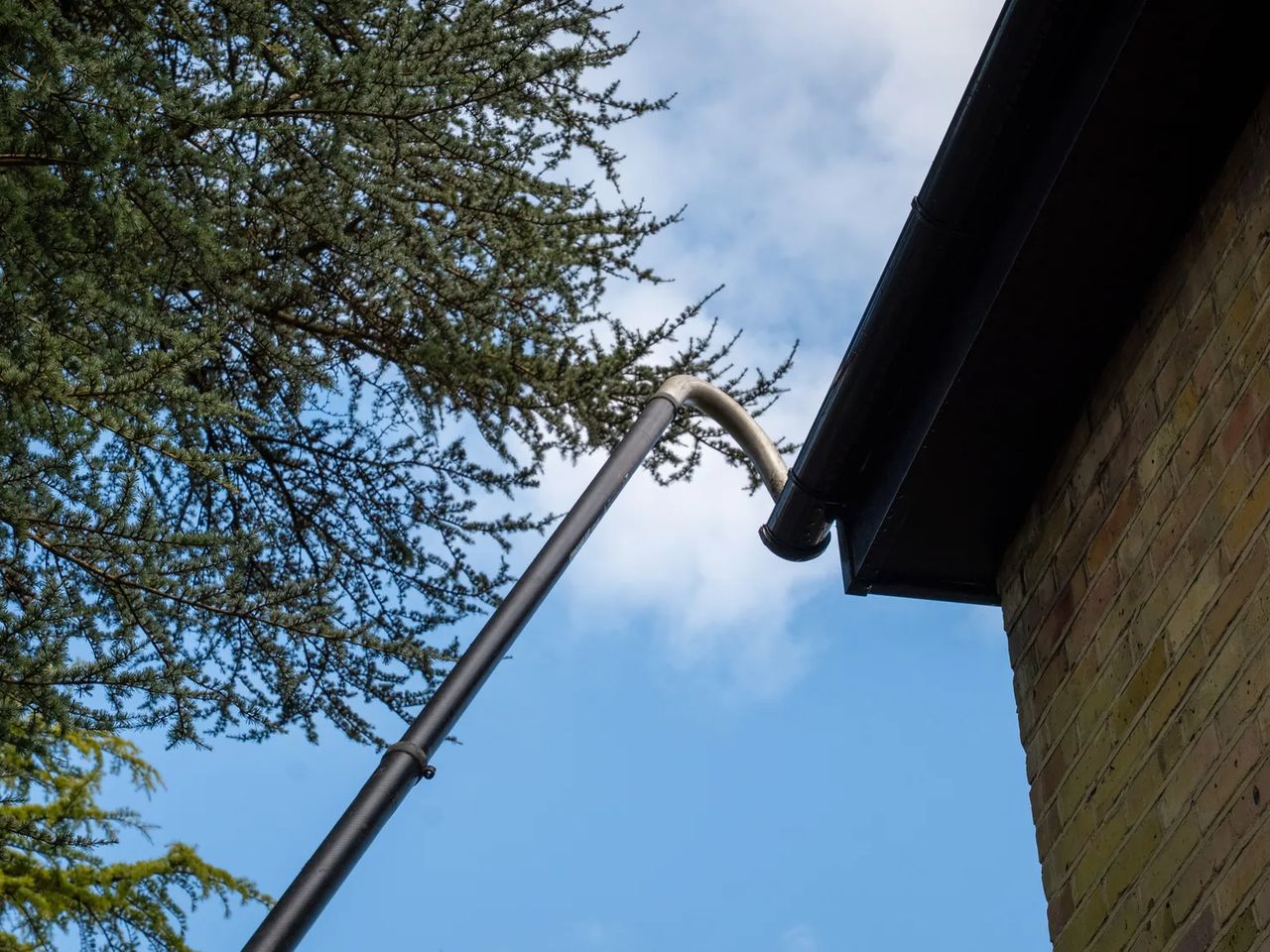A Willow Alexander team clearing gutters from the ground with a SkyVac