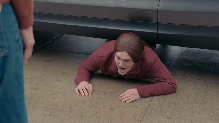 Oh, you can't park over the sidewalk!