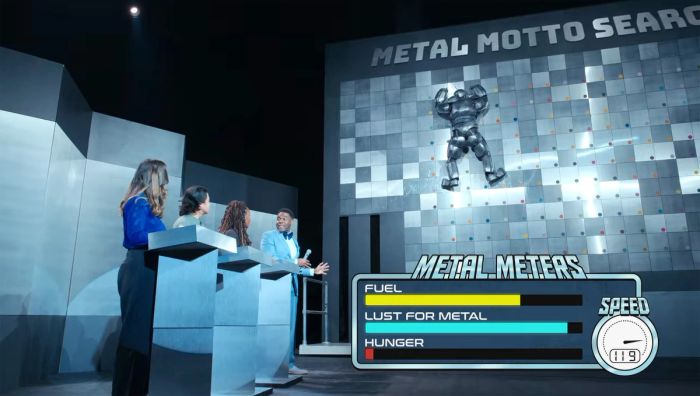 He's zipping around, crazily. The reason the Metaloid Maniac is so comfortable up there is 'cause he built that wall. He's n