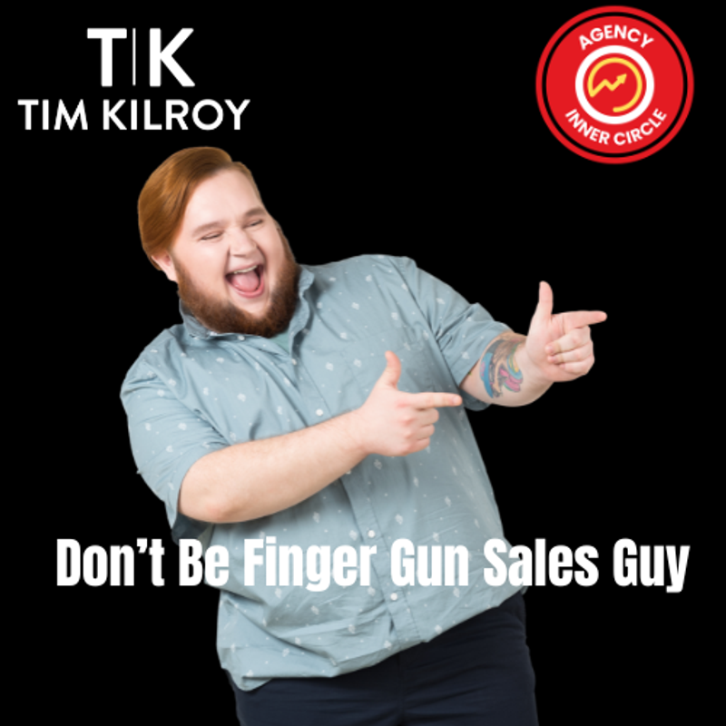 finger gun toting sales guy