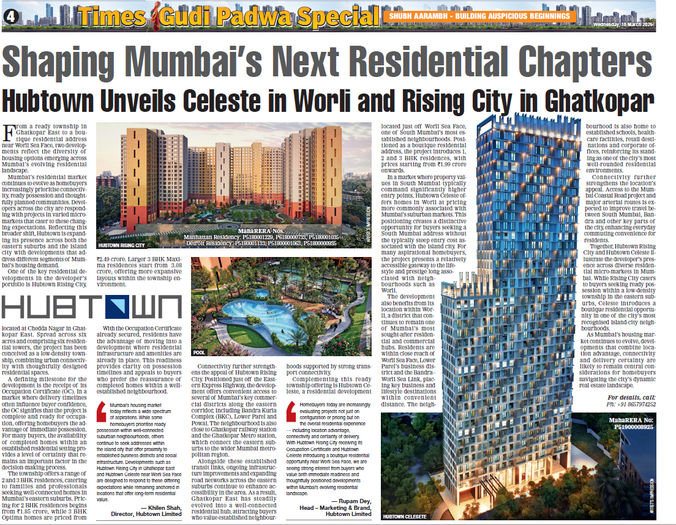 Shaping Mumbai’s Next Residential Chapters: Hubtown Unveils Celeste in Worli and Rising City in Ghatkopar