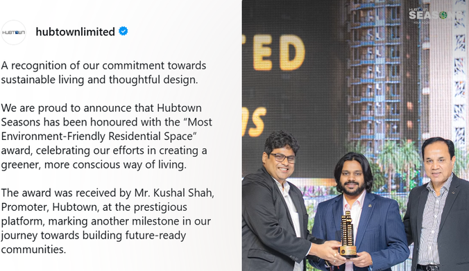 Hubtown Seasons recognized as the Most Environmental Friendly Residential Space