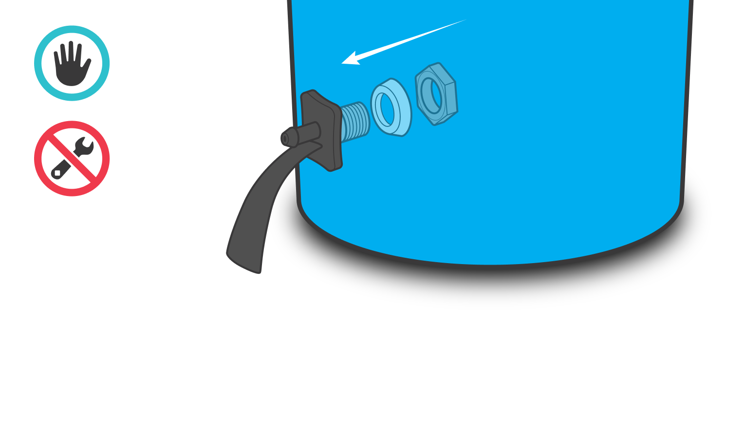 Secure the tongue adapter to the bucket