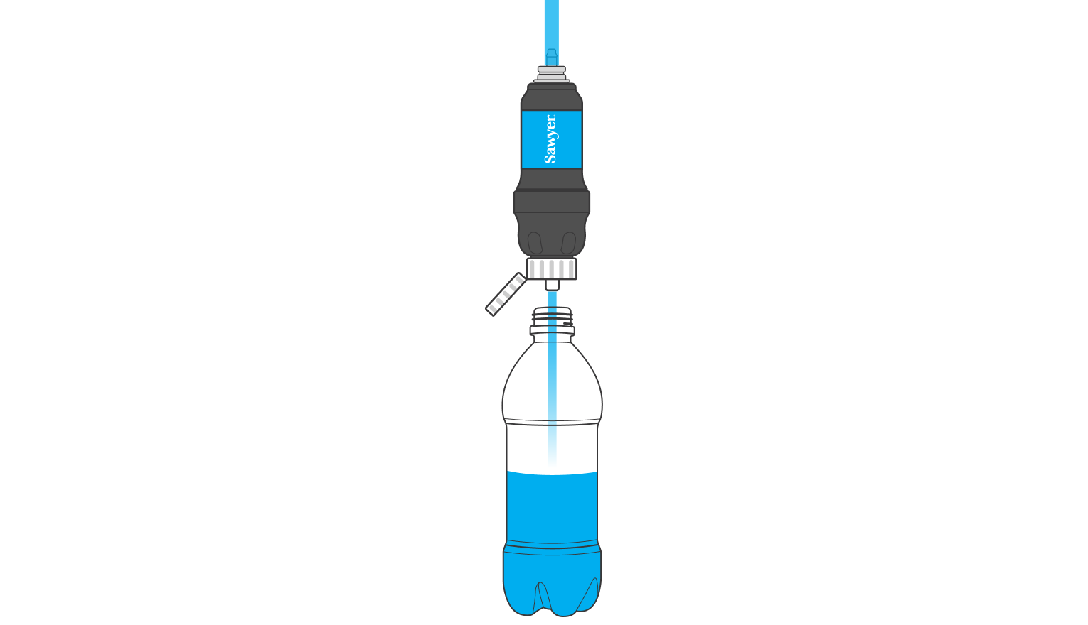 Cleaning coupling method: Fill bottle with clean water