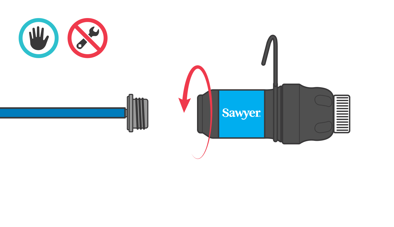 Connect the filter to the hose