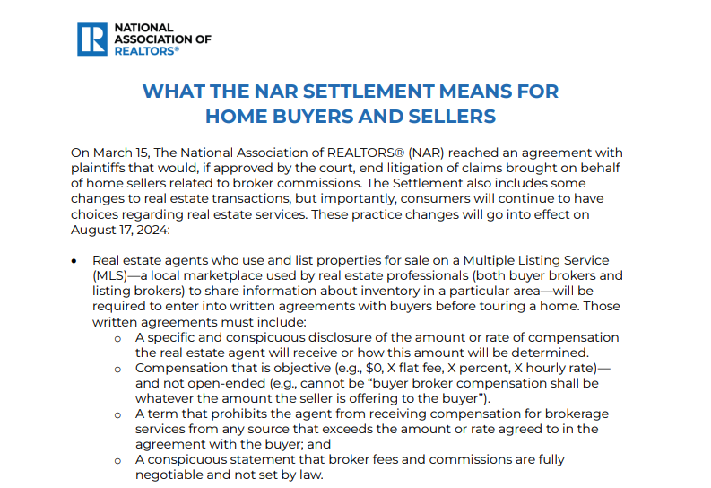 NAR Fact Sheet for Buyers and Sellers