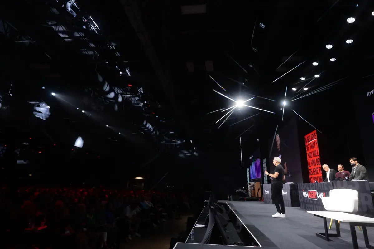View of Gary Keller talking from the main stage.