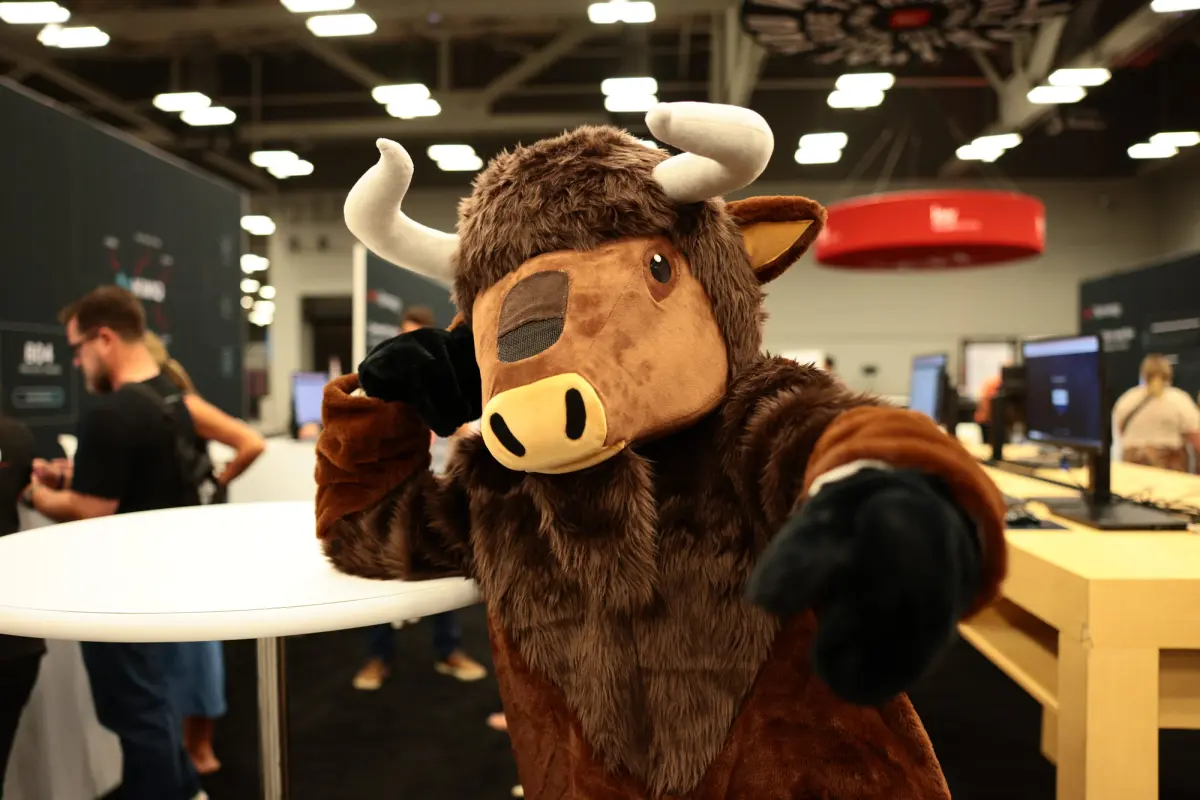 Charge, the buffalo, at the KW Tech booth