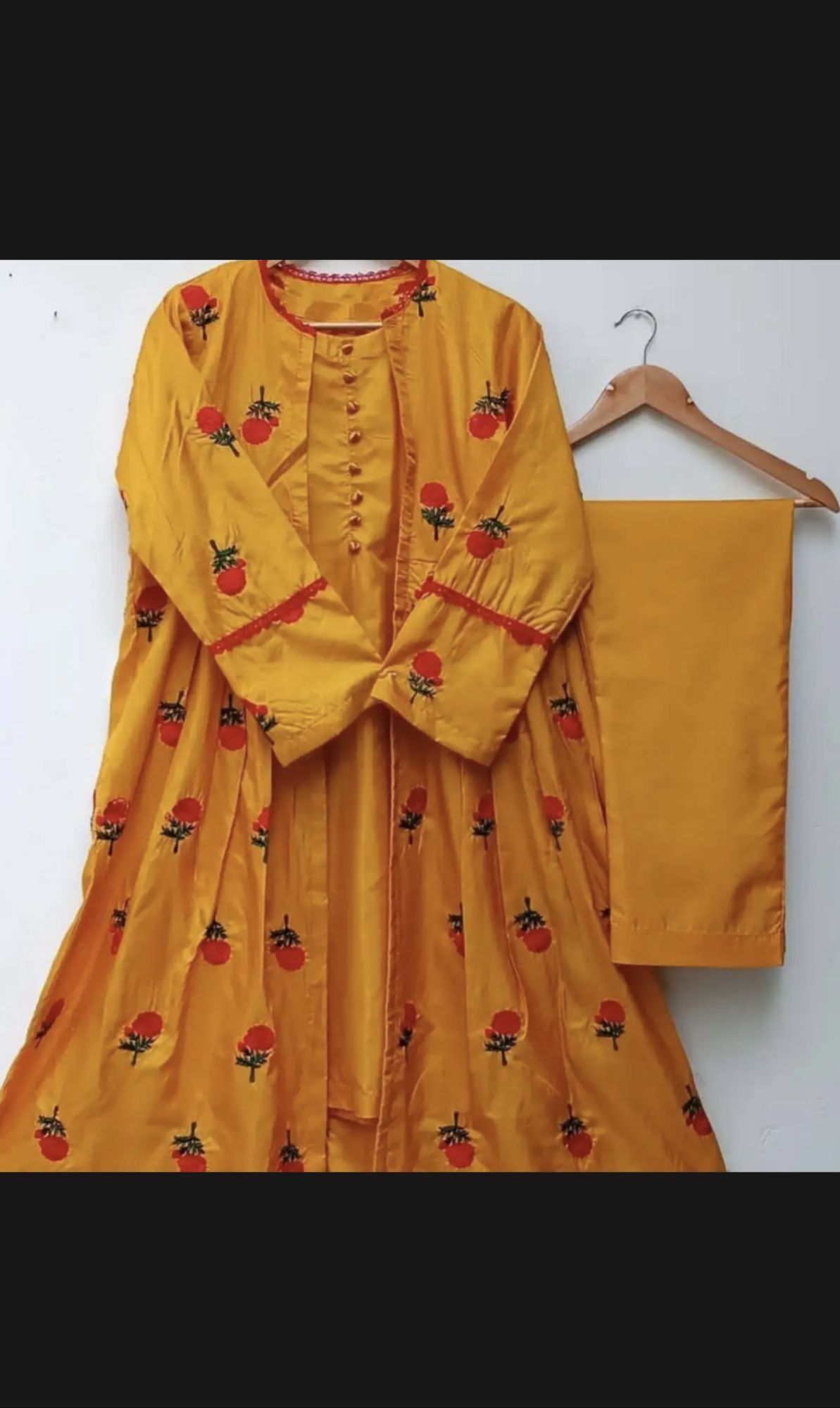 Stylish Silk Embroidered Flower Gown 3pc for Women and Girls - Formal Party Wear - Image 6