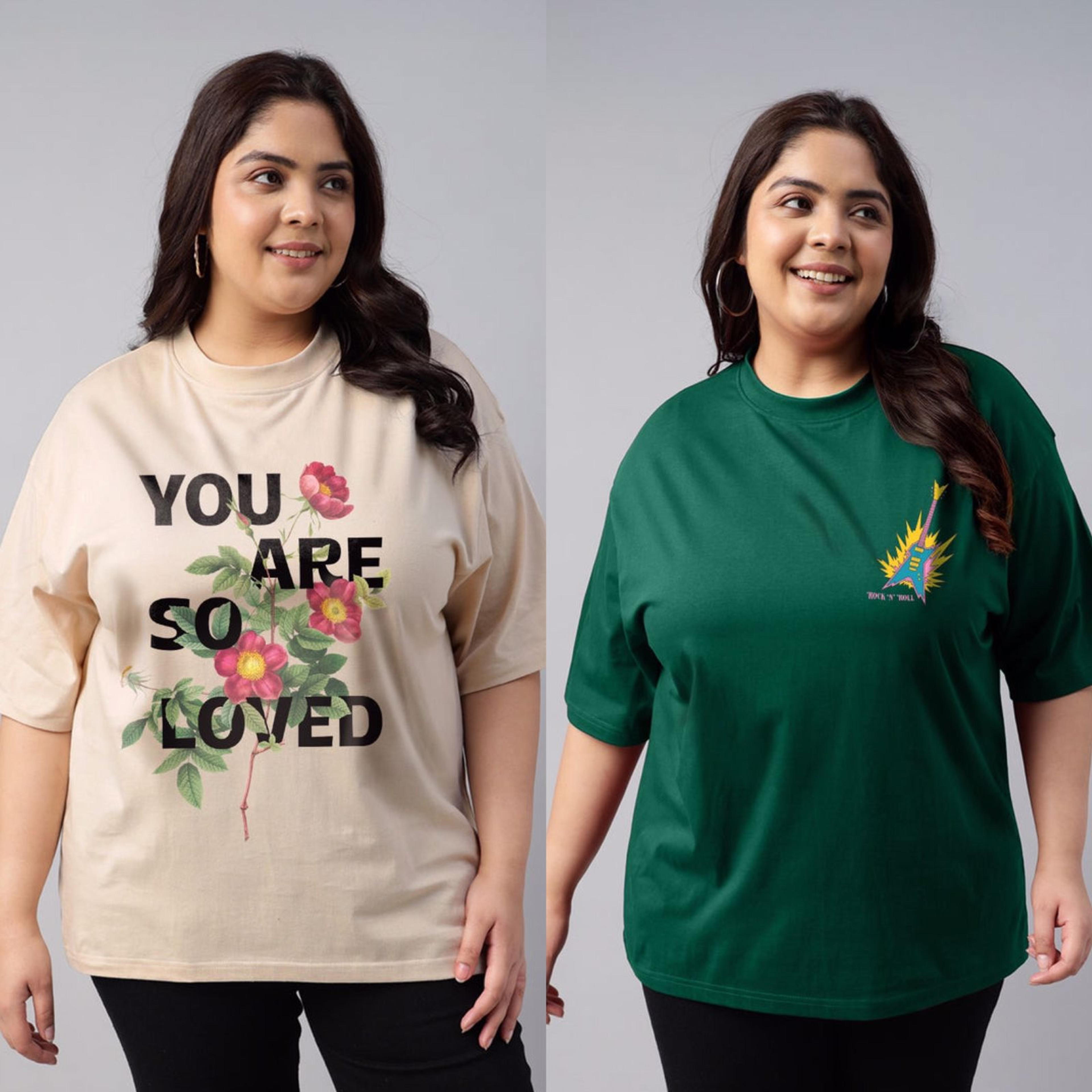 Oversized Pack Of 2 Plus Size T-Shirt for Women 3XL to 6XL Sizes Available In Multiple color Soft & Comfortable Fabric Casual Crew Neck, Short Sleeve image 1