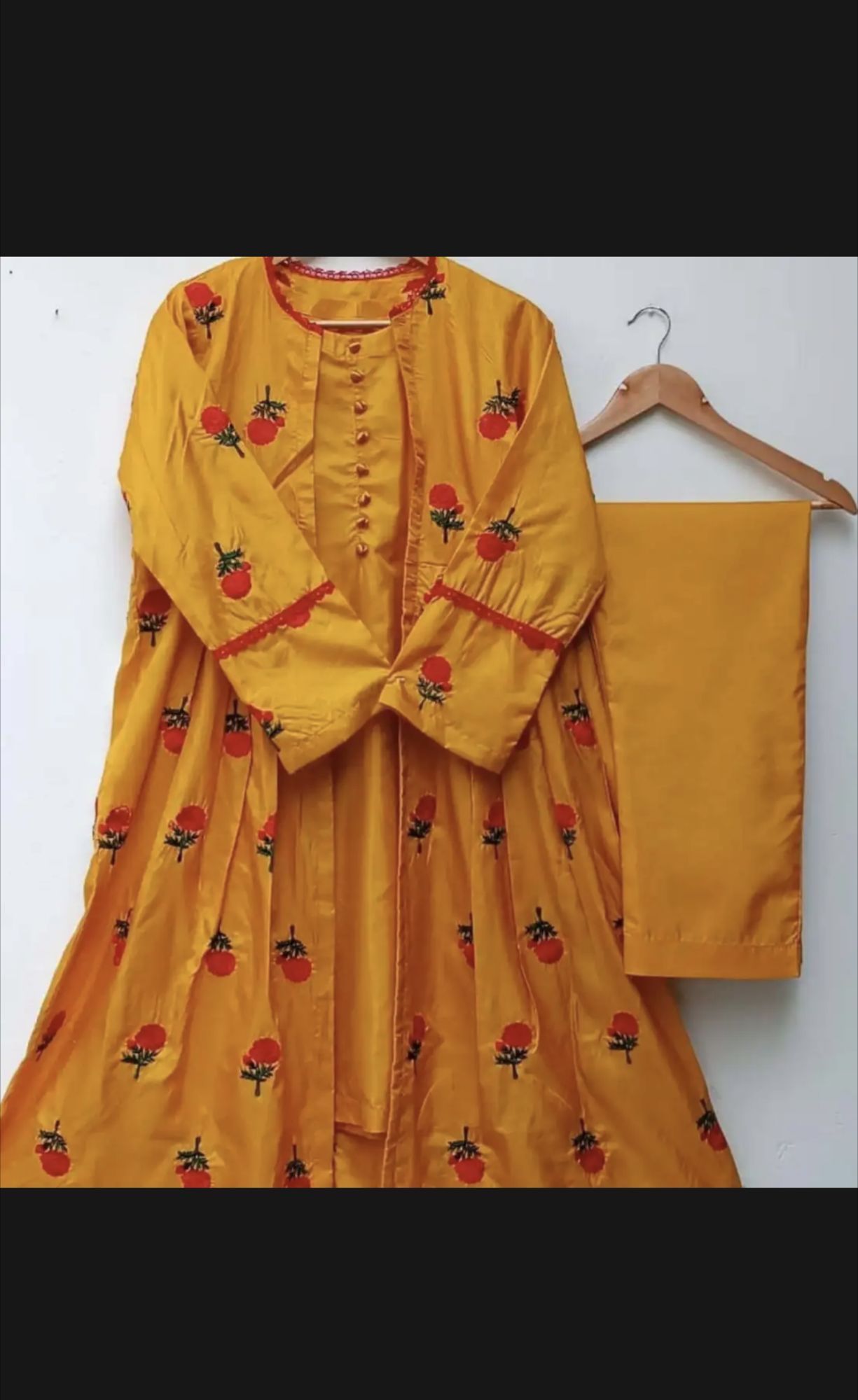 Stylish Silk Embroidered Flower Gown 3pc for Women and Girls - Formal Party Wear - Image 5