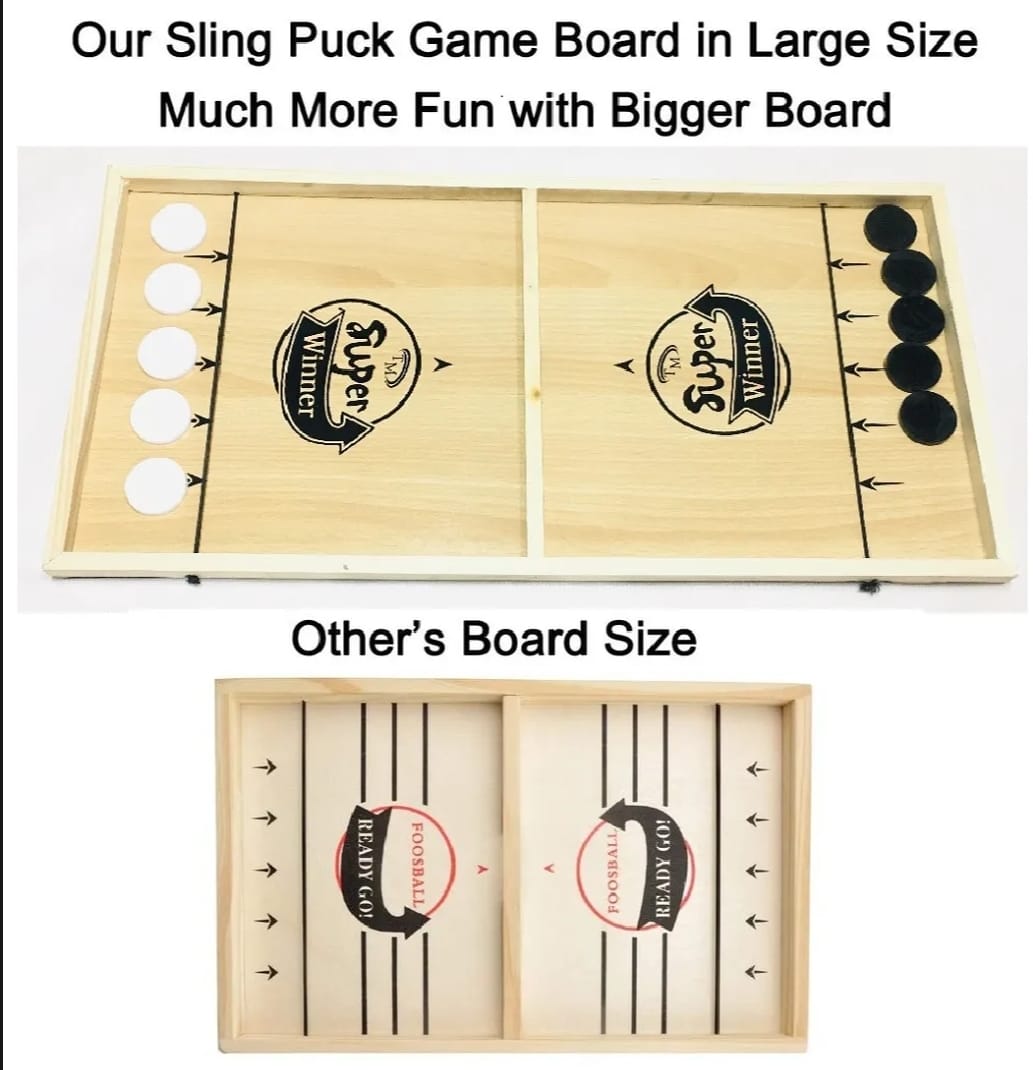 Sling Puck Board Wooden Desktop Hockey Game Fast Sling Puck Game For Kids And Adults - Image 4
