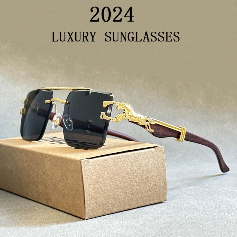 2024 Square Sunglasses For Men New Luxury Vintage Designer Rimless Sunglasses Women Trendy Fashion Glasses Gafas De Sol Hombre - Image 8