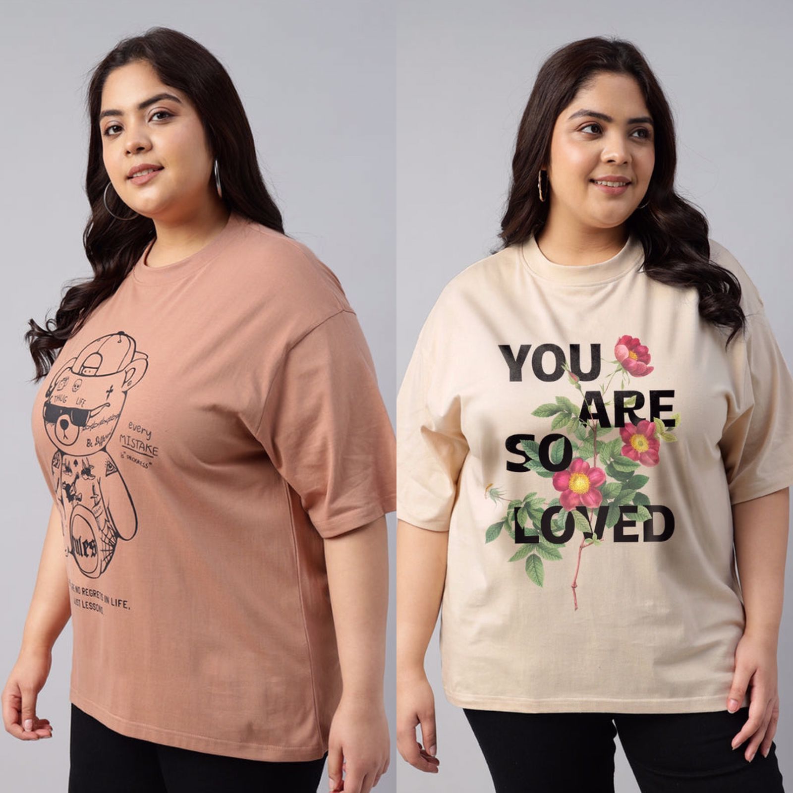 Oversized Pack Of 2 Plus Size T-Shirt for Women 3XL to 6XL Sizes Available In Multiple color Soft & Comfortable Fabric Casual Crew Neck, Short Sleeve - Image 2