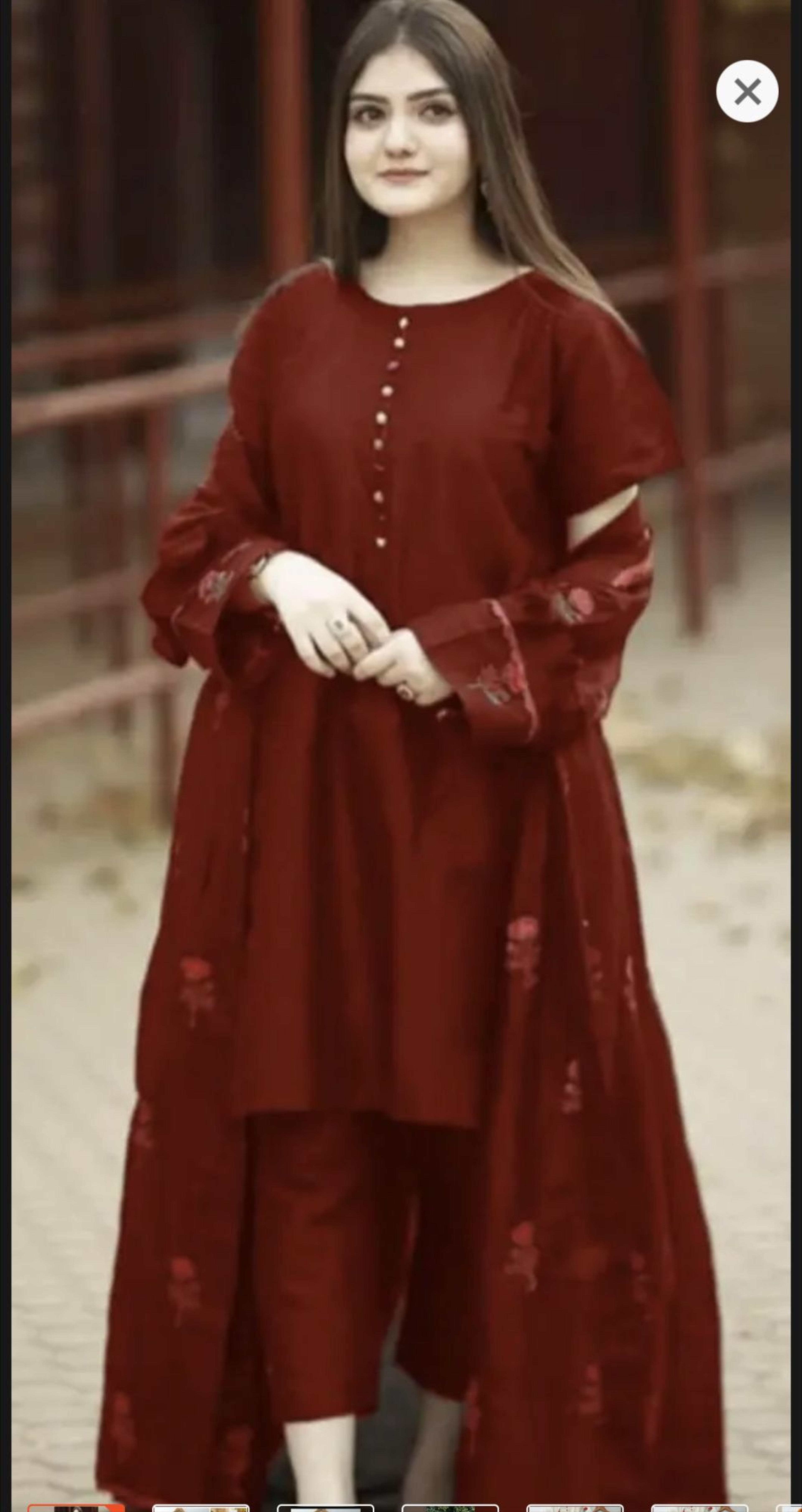 Stylish Silk Embroidered Flower Gown 3pc for Women and Girls - Formal Party Wear image 4