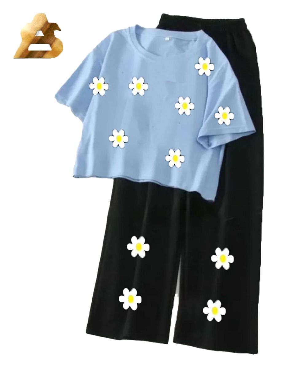 High Quality Casual Suits for Women Printed Crop Tshirt With Plaazo - Image 2