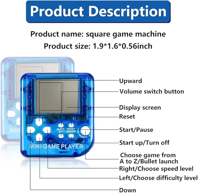 Pocket Mini Retro Electronic Game Console Keychain | 26 Classic Games | Handheld Nostalgic Gift For Children | Random Colour - Image 6
