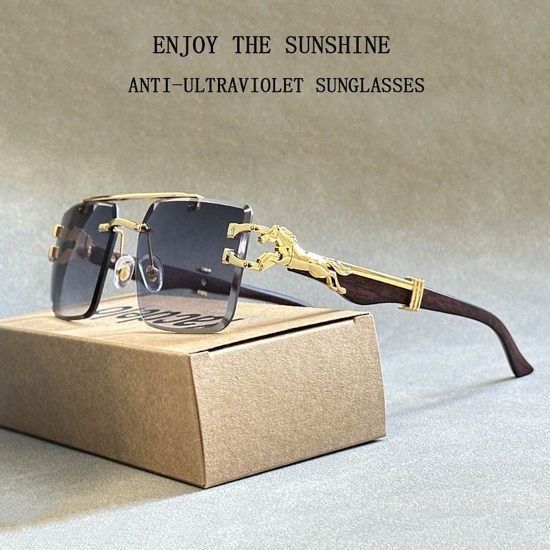2024 Square Sunglasses For Men New Luxury Vintage Designer Rimless Sunglasses Women Trendy Fashion Glasses Gafas De Sol Hombre - Image 2