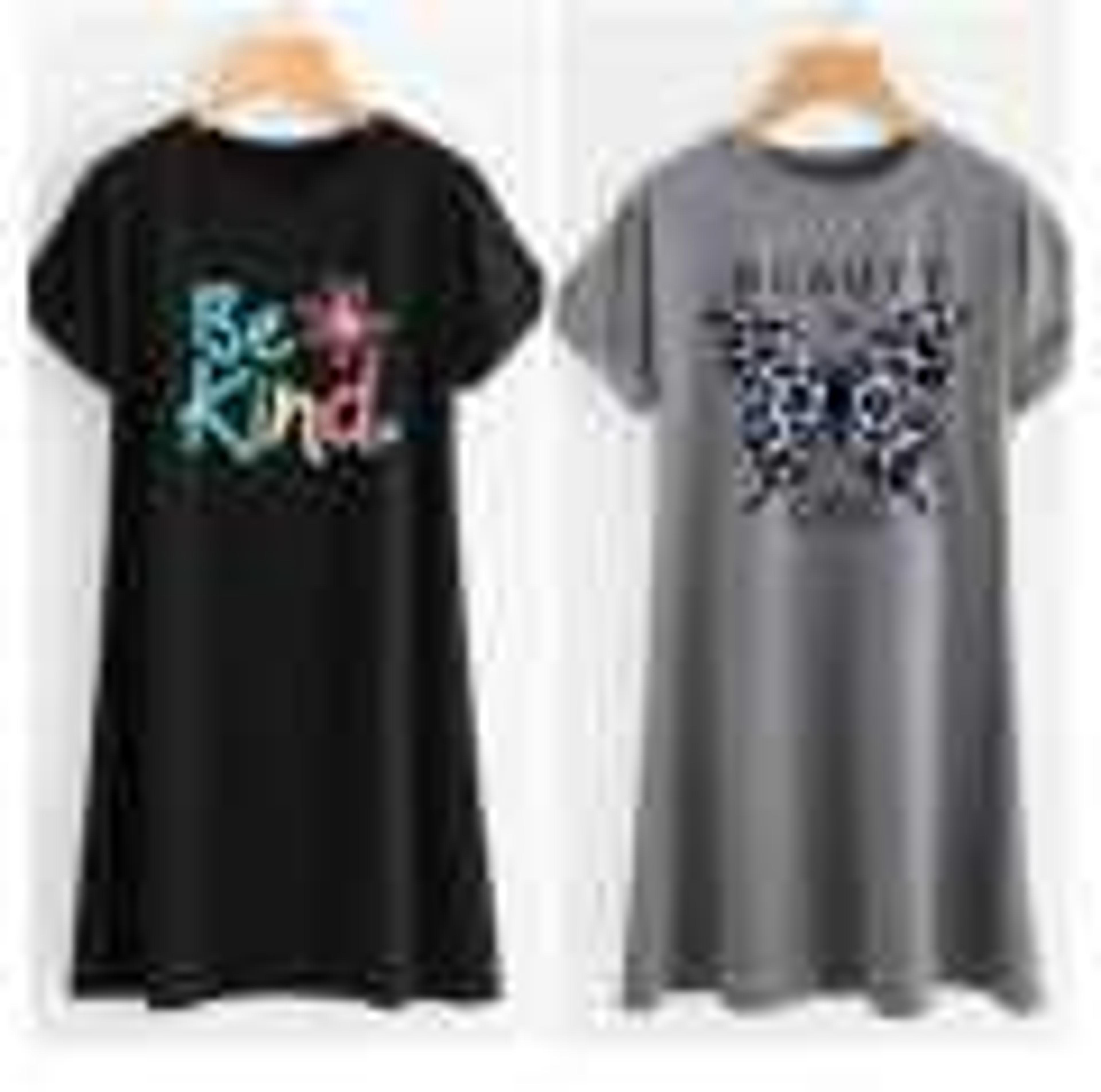 Aua n Co Pack of 2 Long Printed T-Shirt For Women and girls image 2