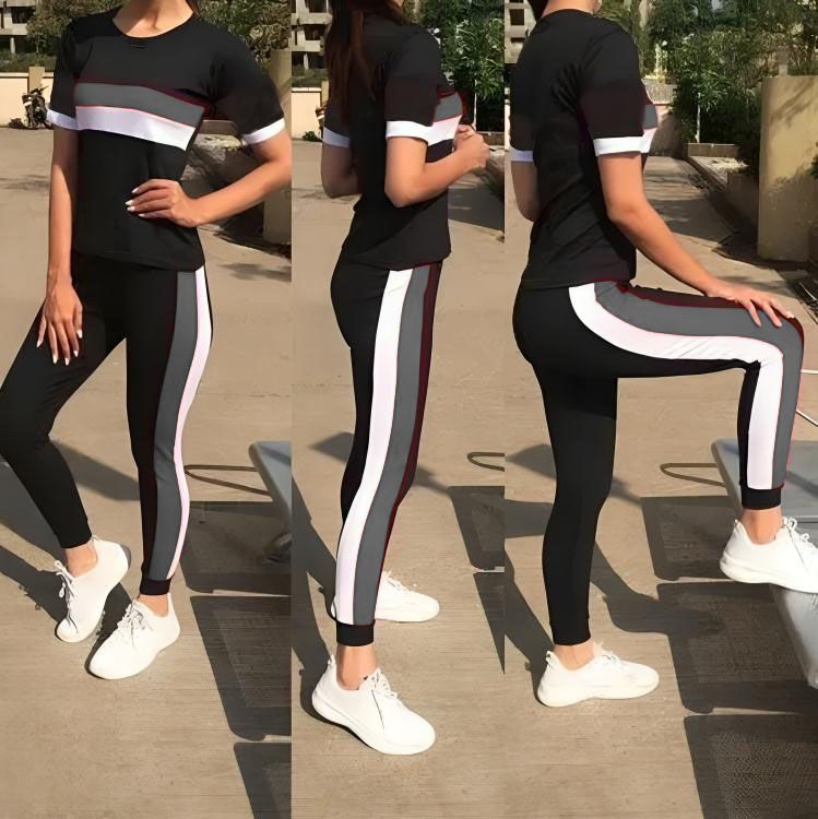 Stylish Double Panel Tracksuit For Girls - Soft & Comfortable Tshirts For Girls & Women - Image 3