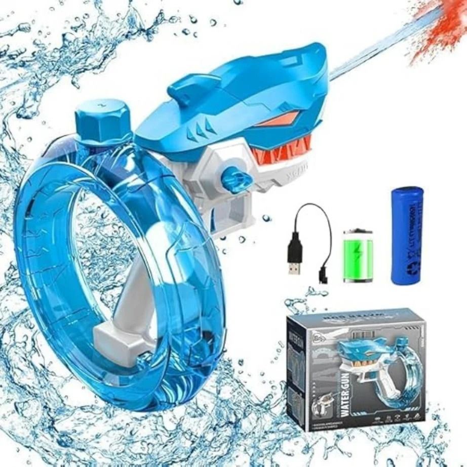 Rechargeable Shark Water Gun – High Pressure Electric Water Blaster Toy For Kids, Long Range Water Shooter, Fun Outdoor Summer Play (Random Color) - Image 2