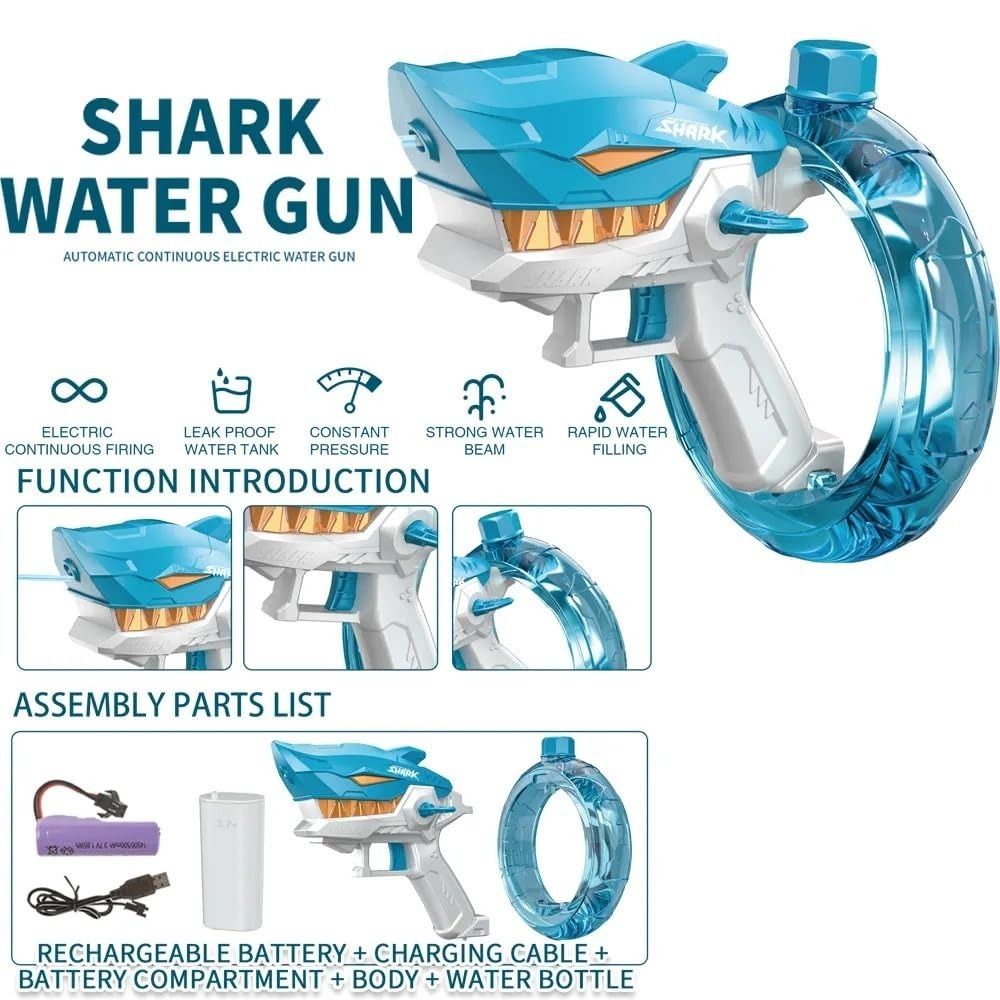 Rechargeable Shark Water Gun – High Pressure Electric Water Blaster Toy For Kids, Long Range Water Shooter, Fun Outdoor Summer Play (Random Color) - Image 3