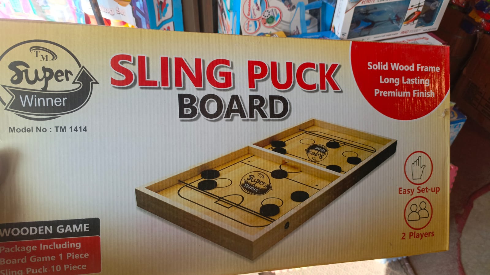 Sling Puck Board Wooden Desktop Hockey Game Fast Sling Puck Game For Kids And Adults - Image 7
