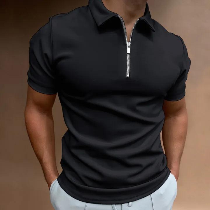 Men Polo Zipper Turn down collar Stylish and trendy