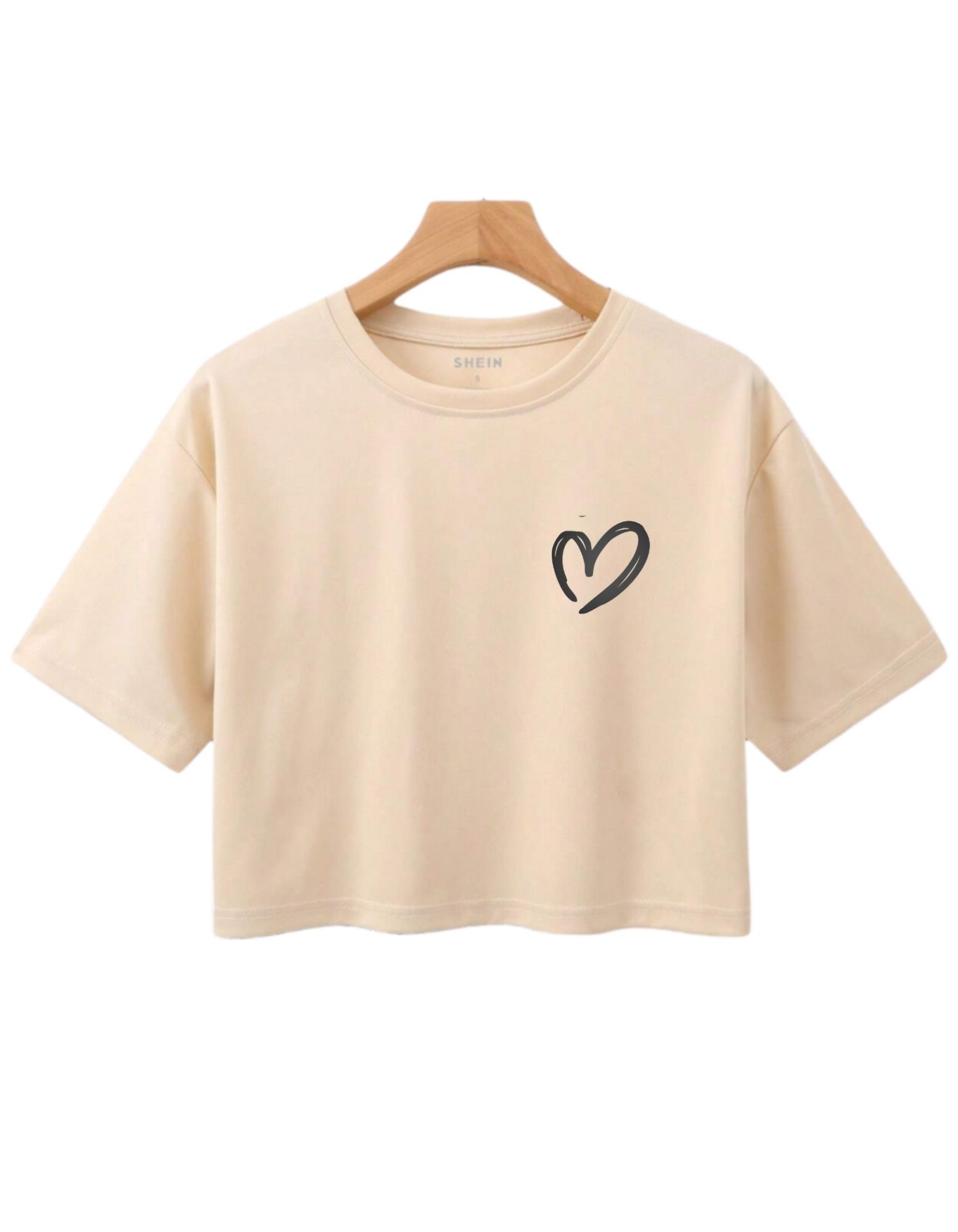 New Graphic Heart Logo Print Crop Top Round Neck Half Sleeves Casual Printed Cotton Crop T Shirt For Girls Women And Ladies - Image 8