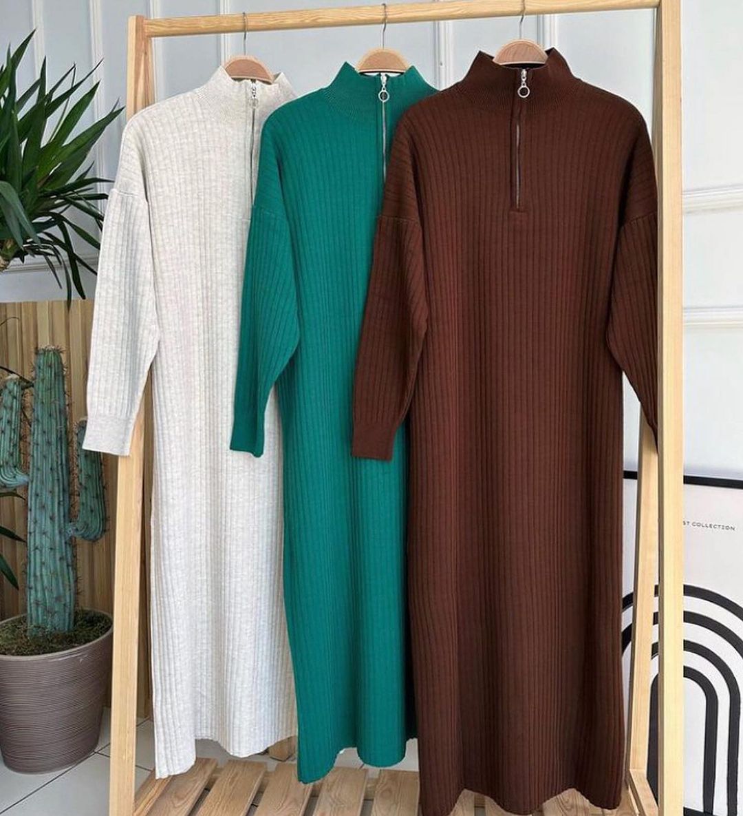 Dress For Girls - Zip Long Bodycone Dress - Dresses For Women - Dresses - Dresses For Girls - Dress - Article Zip Long Bodycone Dress Stuff Rib Jersey(Winter) - Image 1