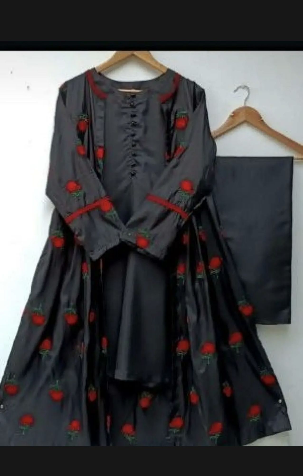 Stylish Silk Embroidered Flower Gown 3pc for Women and Girls - Formal Party Wear - Image 3