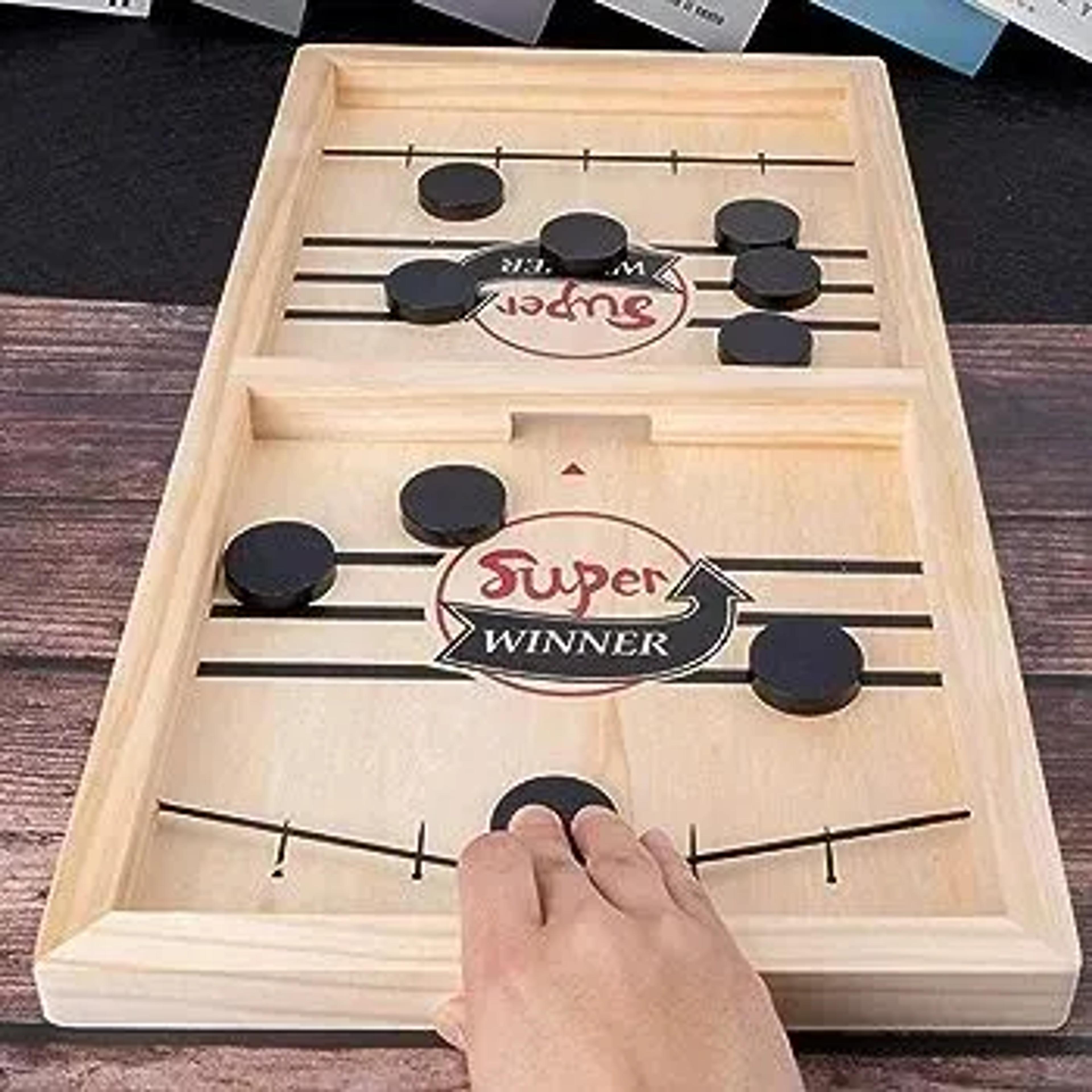 Sling Puck Board Wooden Desktop Hockey Game Fast Sling Puck Game For Kids And Adults image 3