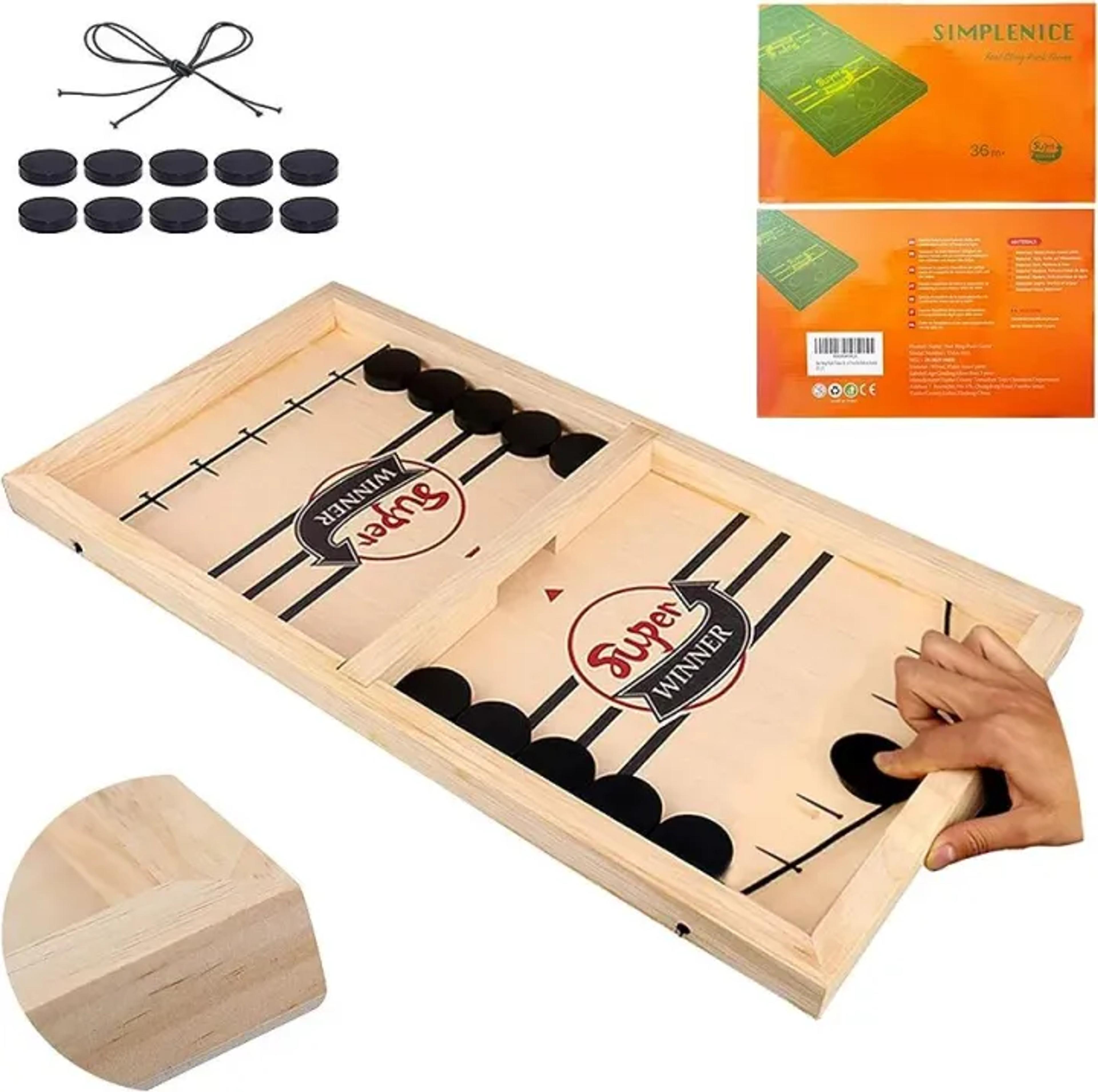 Sling Puck Board Wooden Desktop Hockey Game Fast Sling Puck Game For Kids And Adults image 6