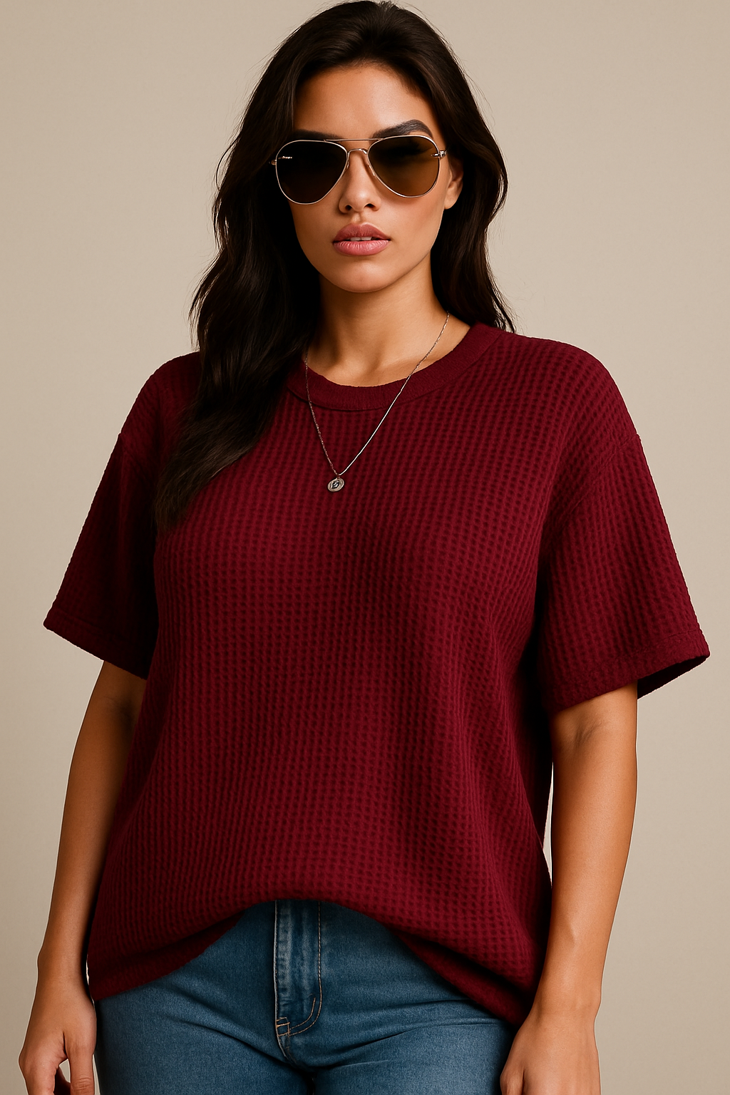 The Vintage Clothing Waffle Knit Texture T-Shirt For Girls And Women - Summers Trendy New Tshirts For Women / Tshirts For Girls / Women'S Tshirts / Girls Tshirts - Image 10