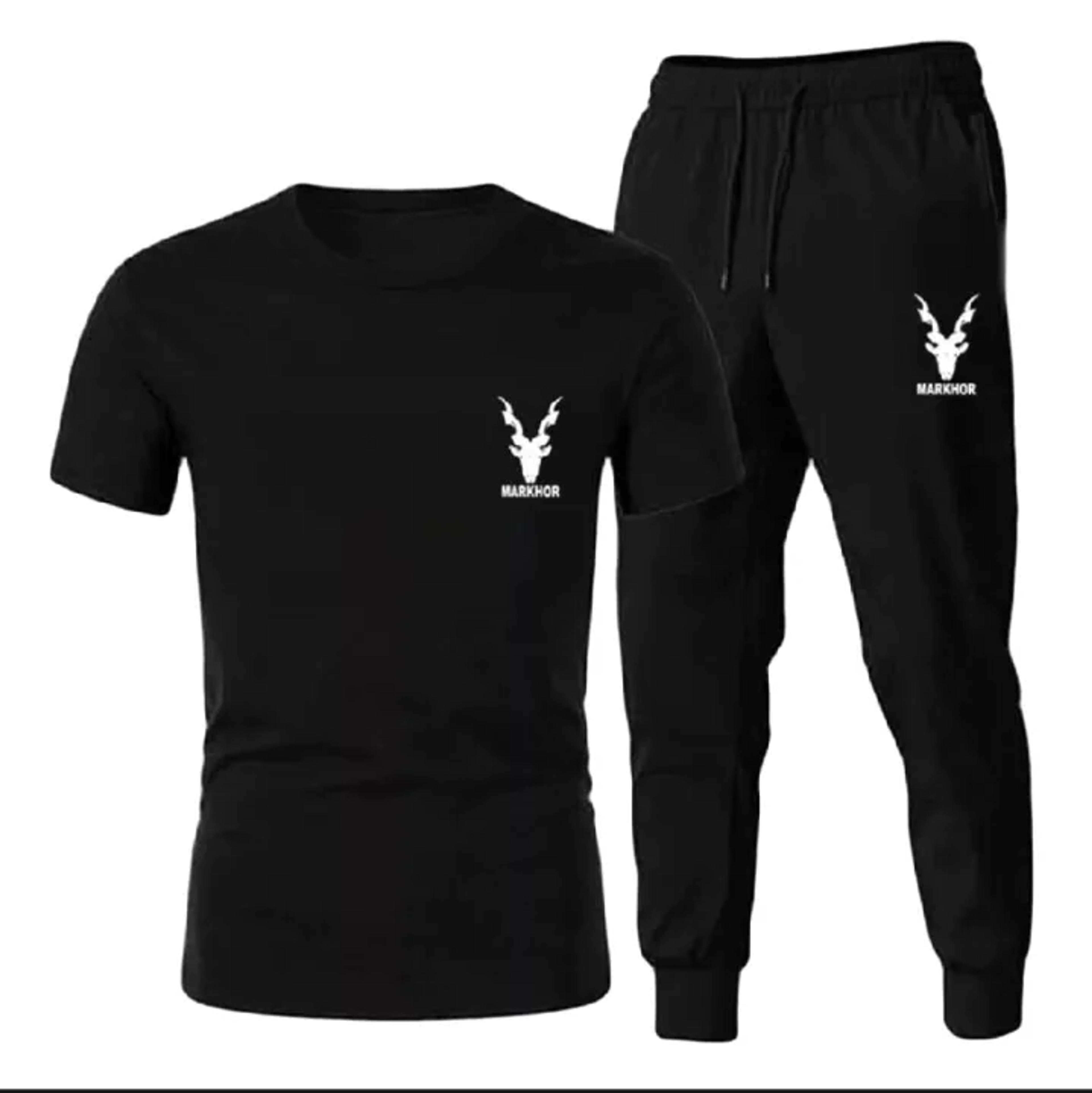 Markhor Printed Summer Tracksuit Trouser & T Shirt For Men round neck half sleeves t-shirt for men & boys image 1